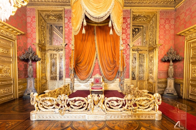 Salle du Trône du Palais Royal Intérieur ancien et élégant de luxe vers 1860
