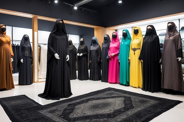 Une salle d'exposition de burqa sur un magasin pakistanais