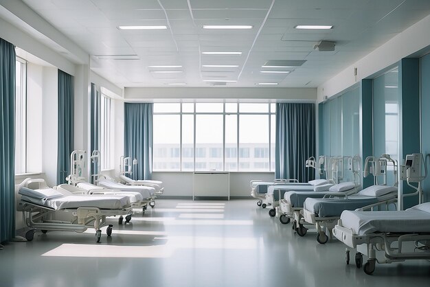 Salle d'hôpital vide conçue avec du matériel médical