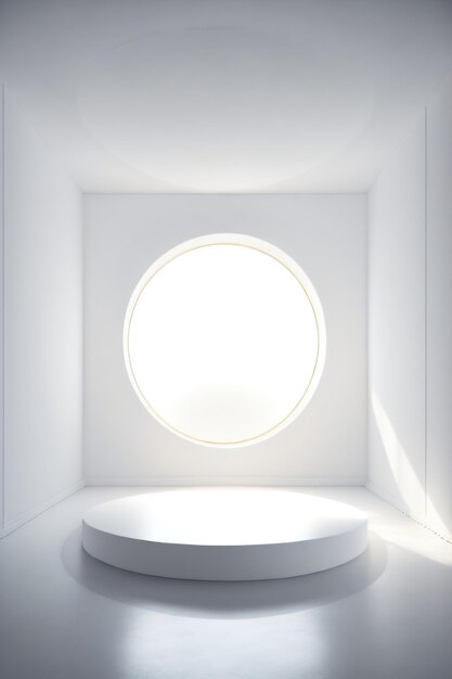 salle intérieure de galerie vide blanche avec podium circulaire