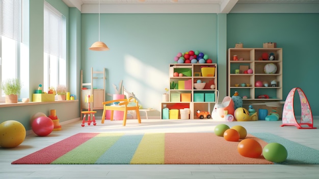 Salle de jeux pour enfants Ai générative positive colorée