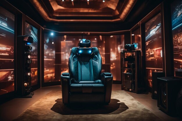 Photo salle de jeux de réalité virtuelle avec éclairage dynamique et éléments immersifs