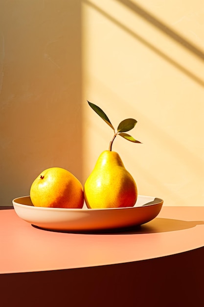 Une salle joliment décorée avec une assiette ornée de fruits frais une scène invitante