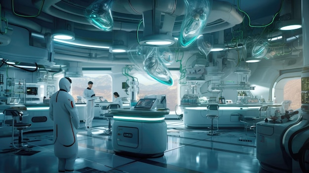 Une salle de laboratoire futuriste