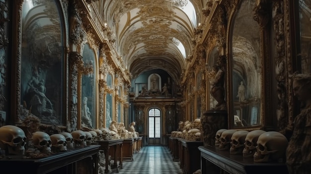 Salle d'un magnifique palais baroque AI générative