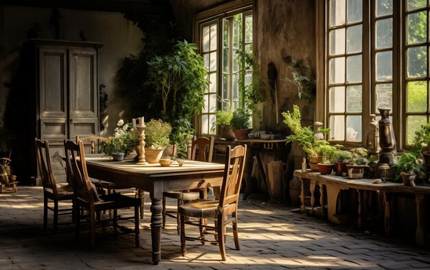 Salle à manger de ferme rustique