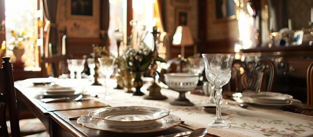 Photo salle à manger de la maison victorienne avec table