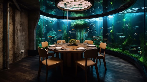 Photo salle à manger sous-marine dans un restaurant