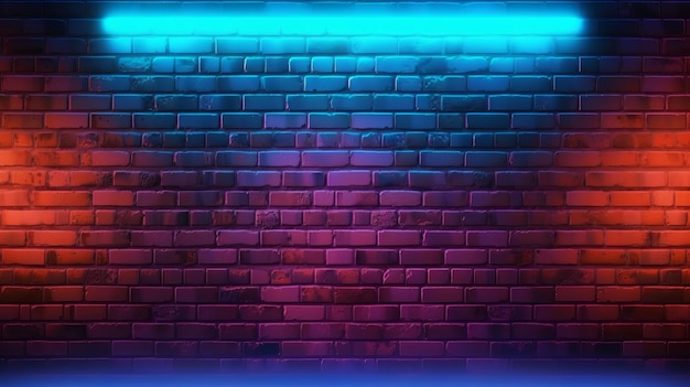 Photo une salle de mur de briques avec des néons