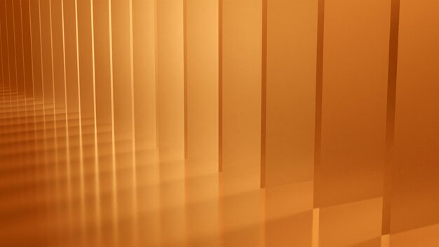 Une salle avec une plaque comme un mur avec une lumière orange au coucher du soleil Rendu 3D