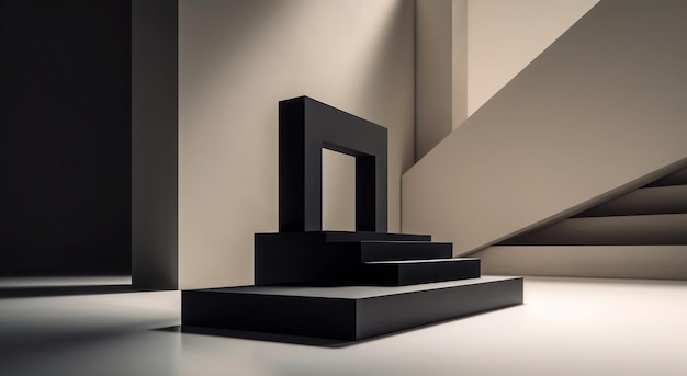 Salle de podium minimaliste 3D avec des formes simples