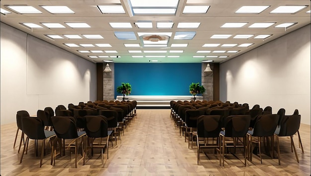 salle de réunion de séminaire de luxe de rendu 3d et salle de banquet