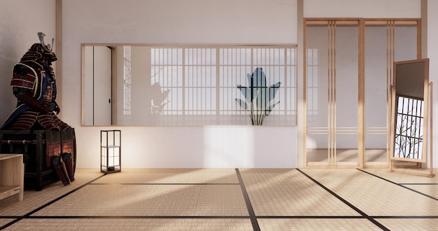 Salle de samouraï vide - salle moderne propre style japonais.rendu 3D