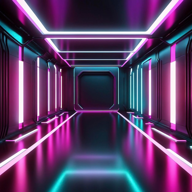 Salle de science-fiction, scène moderne, couleur néon