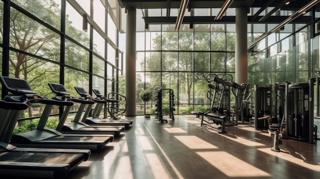 La salle de sport de l'hôtel est située au centre du bâtiment