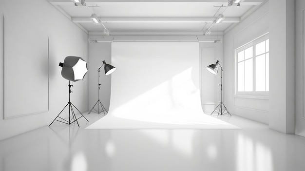 Photo salle de studio blanche vide illustration ai generativexd