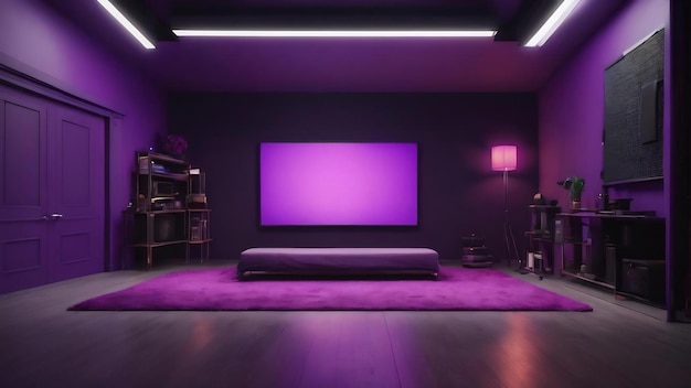 Salle de studio de couleur violette foncée