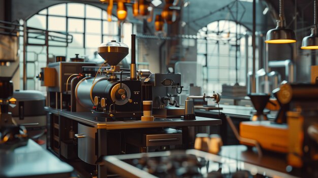 Photo une salle de torréfaction de café moderne