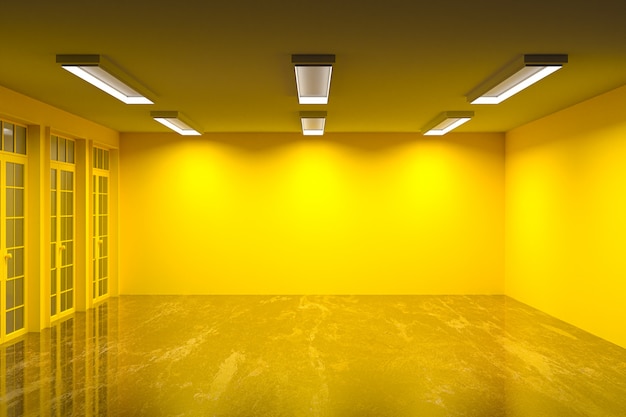 Photo salle vide couleur de mur multiple avec sol en marbre et beau rendu 3d lumineux