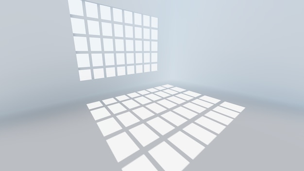 Salle vide avec fond de fenêtre, rendu 3D