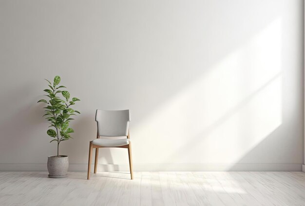 salle vide maquette avec chaise sur table dans le style de personnages simplistes