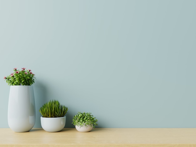 Salle vide moderne avec des plantes sur plancher en bois