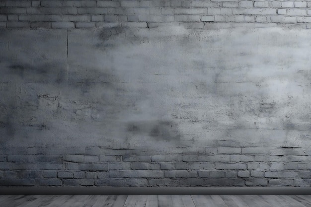 Salle vide avec un mur de briques et un mur de grunge gris