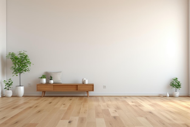 Salle vide et mur et plancher en bois avec intéressant avec l'éblouissement de la fenêtre Arrière-plan intérieur pour la présentation Generative AI