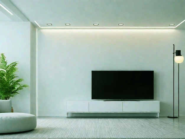 Salle à vivre avec écran de télévision LCD large