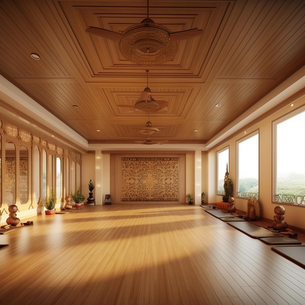 Une salle de yoga en bois
