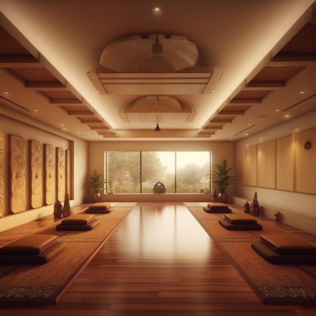 Une salle de yoga en bois