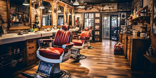 Photo un salon de barbier avec une esthétique vintage mettant en valeur l'histoire et la tradition du magasin