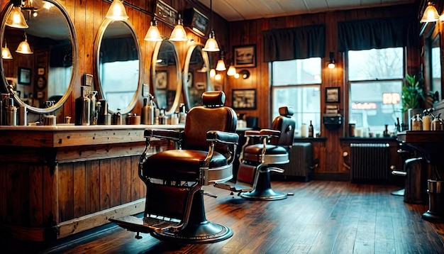 Un salon de barbier moderne généré atmosphère confortable et élégante