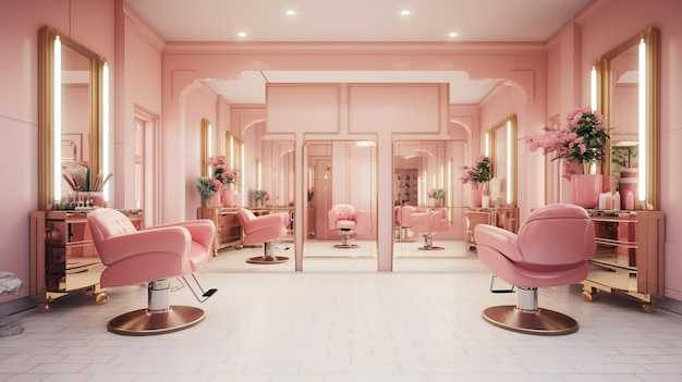 Photo salon de beauté et salon de coiffure de luxe dans le style rose concept d'entreprise de barbier