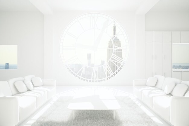 Salon blanc minimaliste