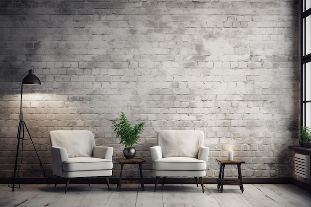 un salon avec des chaises et une plante sur la table