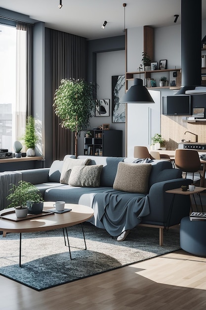 Le salon confortable d'un appartement moderne