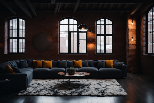 Salon confortable avec mobilier élégant et lumière naturelle