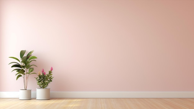 Salon esthétique moderne avec vase et plante en pot fond rose