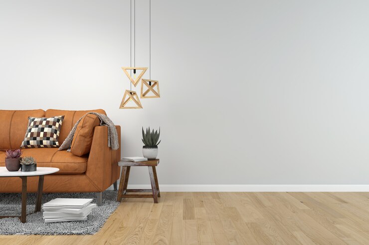 Salon fond intérieur plancher en bois