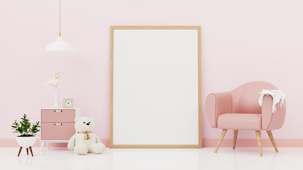 Salon intérieur avec canapé blanc coloré. Rendu 3D.