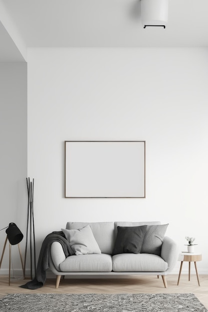 Salon d'intérieur minimaliste avec un modèle de cadre