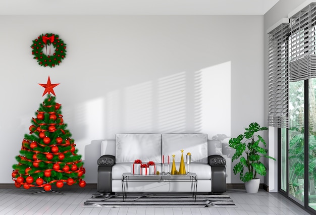 Salon intérieur de Noël. rendu 3D