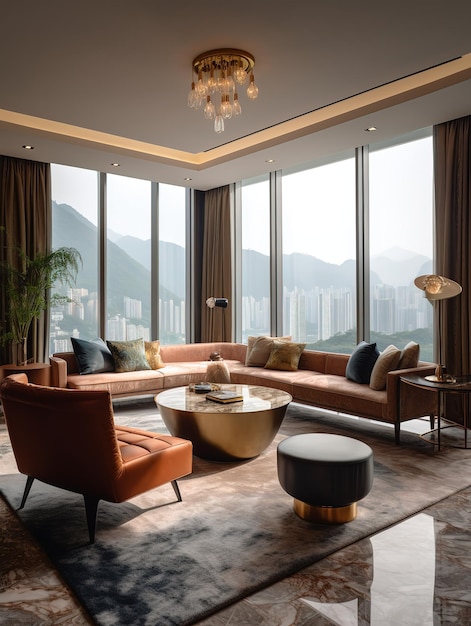 Salon luxueux de style contemporain de Hong Kong