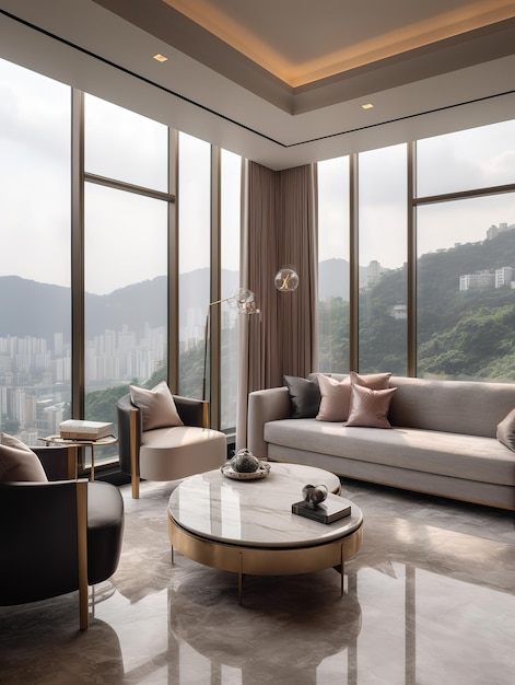 Salon luxueux de style contemporain de Hong Kong