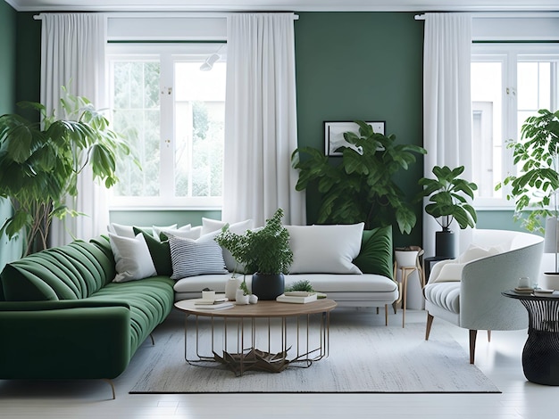 Salon minimaliste avec une ambiance confortable et des textures naturelles