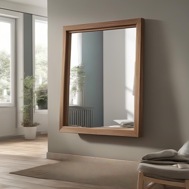 salon moderne avec fenêtre en bois et mur vide parquet parquet design d'intérieur