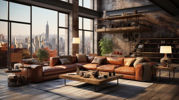 Salon moderne avec des meubles