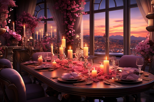 Salon moderne de la Saint-Valentin avec des roses