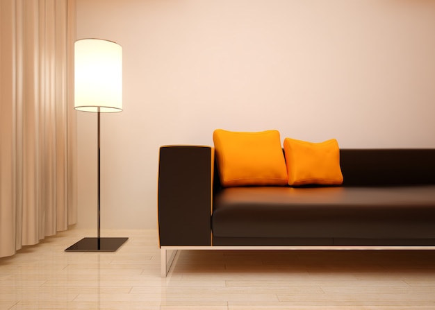 Salon moderne tons orange vif